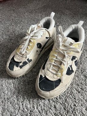 Nike Air Max White with Black Cow Print Low-Top Sneaker
